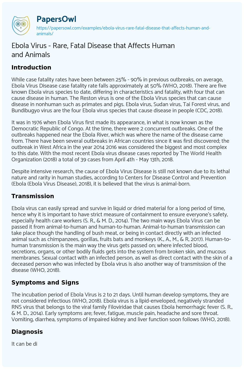 write an essay on ebola virus