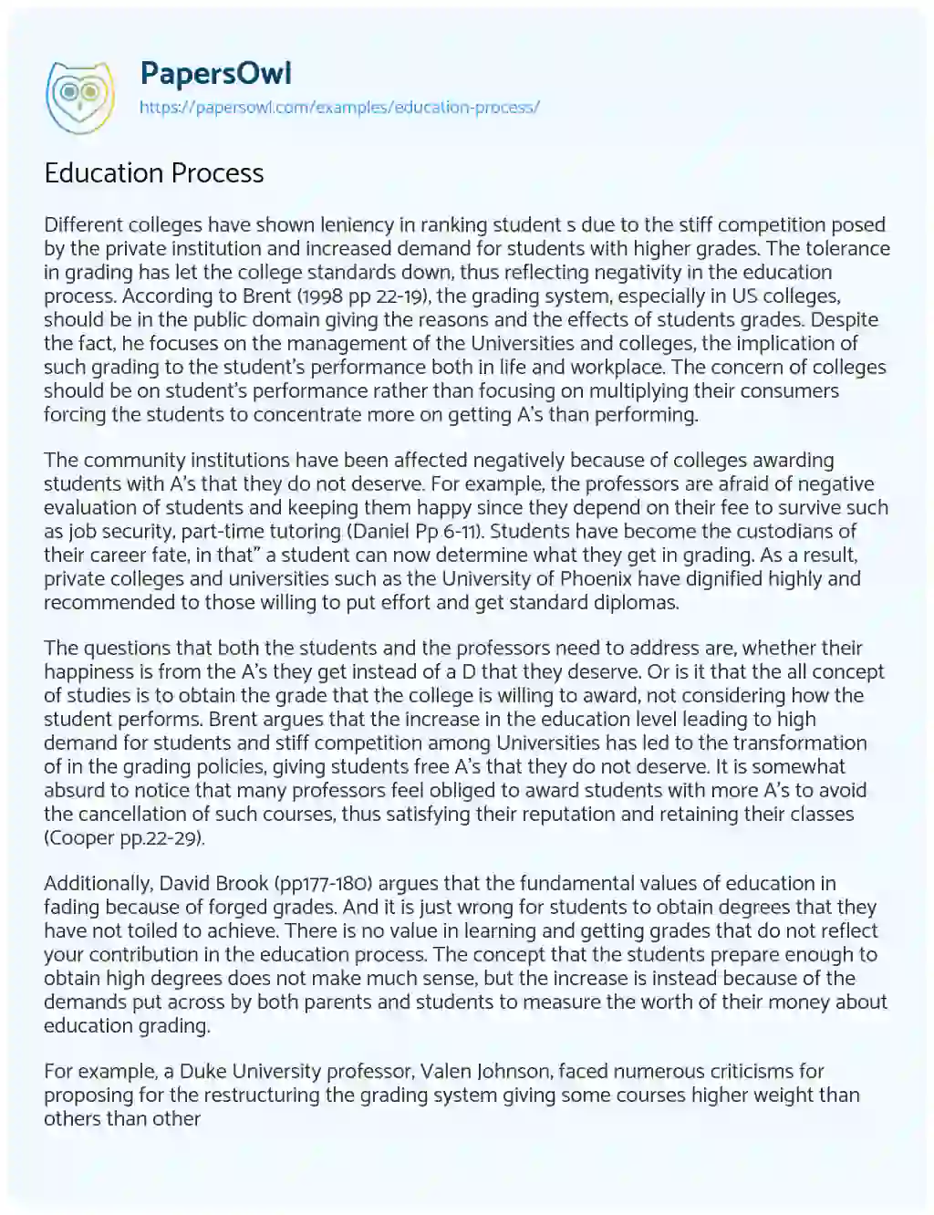 Essay on Education Process