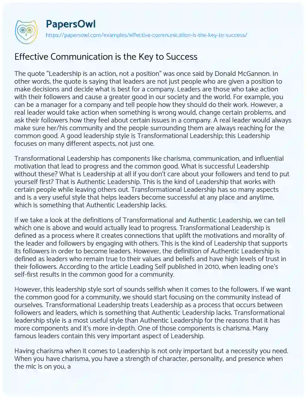 Essay on Effective Communication is the Key to Success