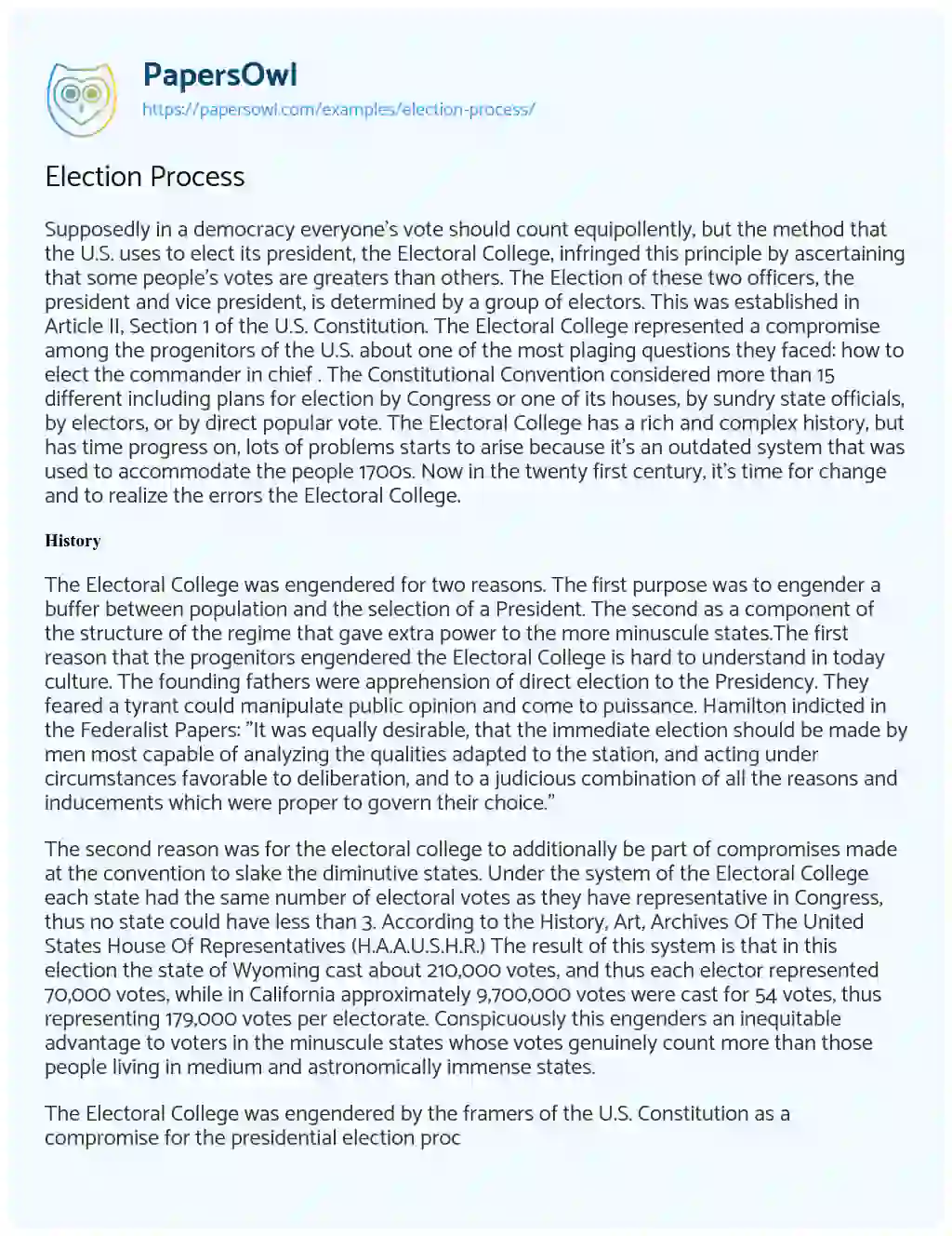 Election Process essay