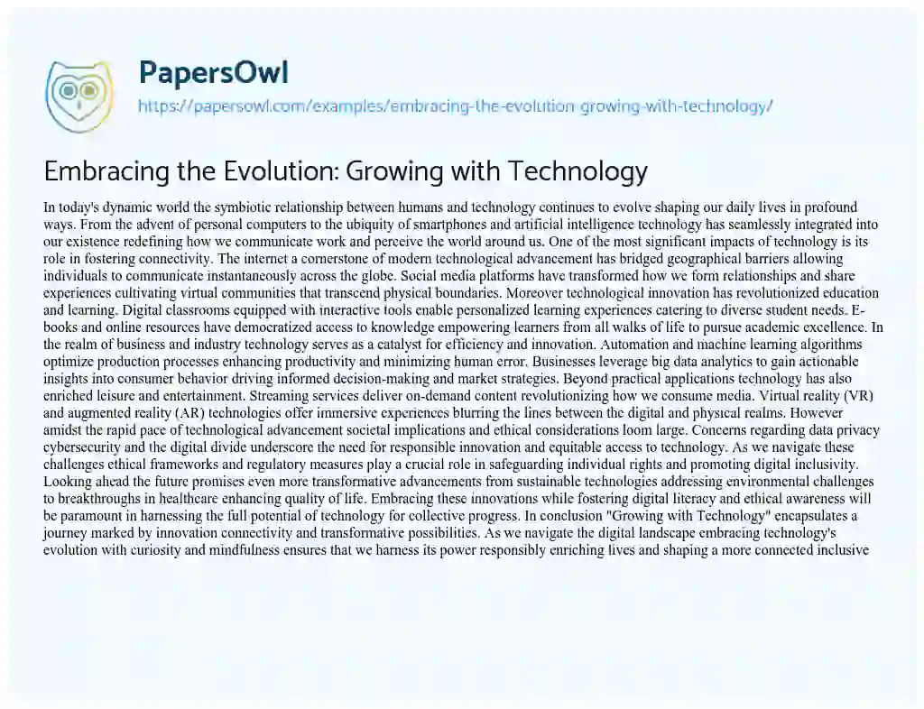 Essay on Embracing the Evolution: Growing with Technology