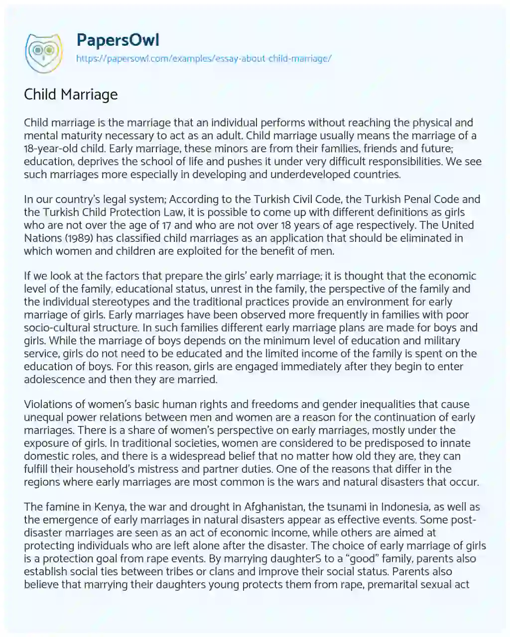 Child Marriage essay