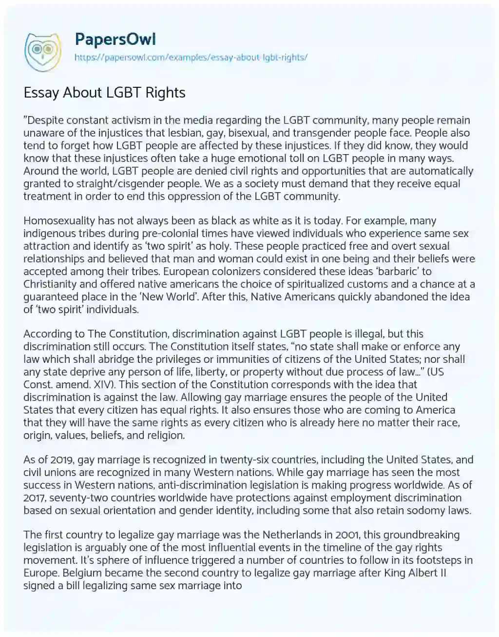 Essay about LGBT Rights essay