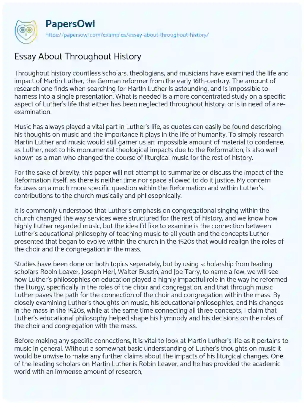 Essay on Essay about Throughout History