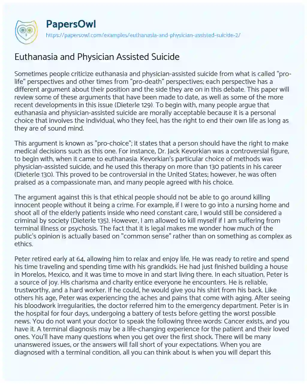 Euthanasia and Physician Assisted Suicide essay