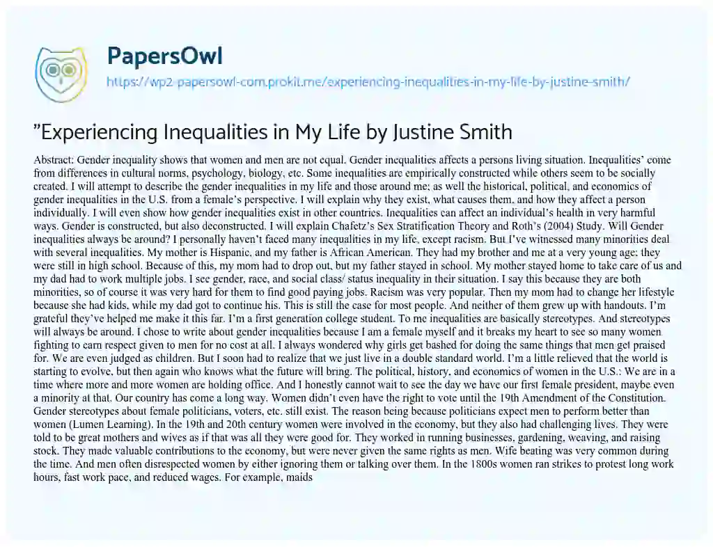inequalities in life essay
