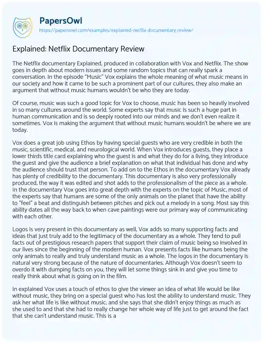 Explained: Netflix Documentary Review essay