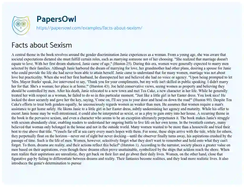 Essay on Facts about Sexism
