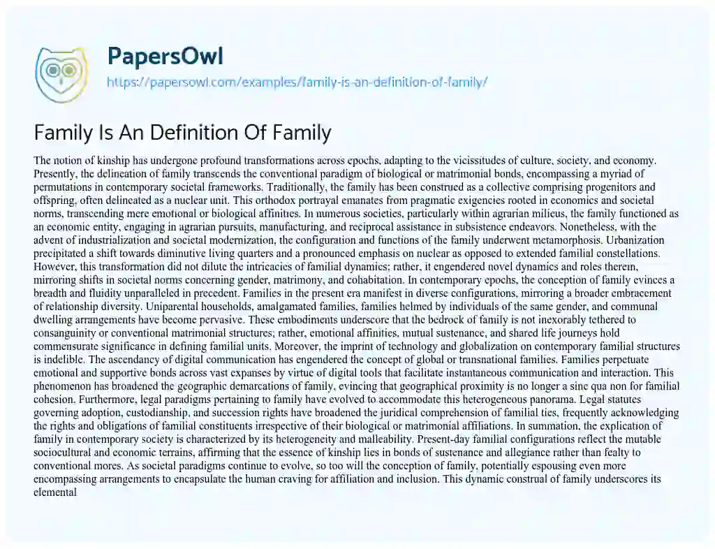 Essay on Family is an Definition of Family