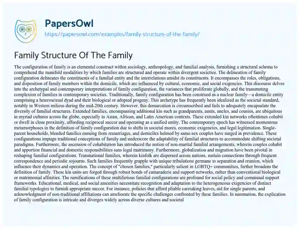 Essay on Family Structure of the Family