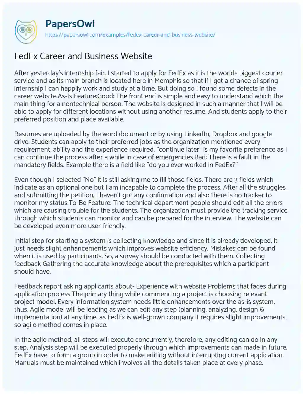 FedEx Career and Business Website essay