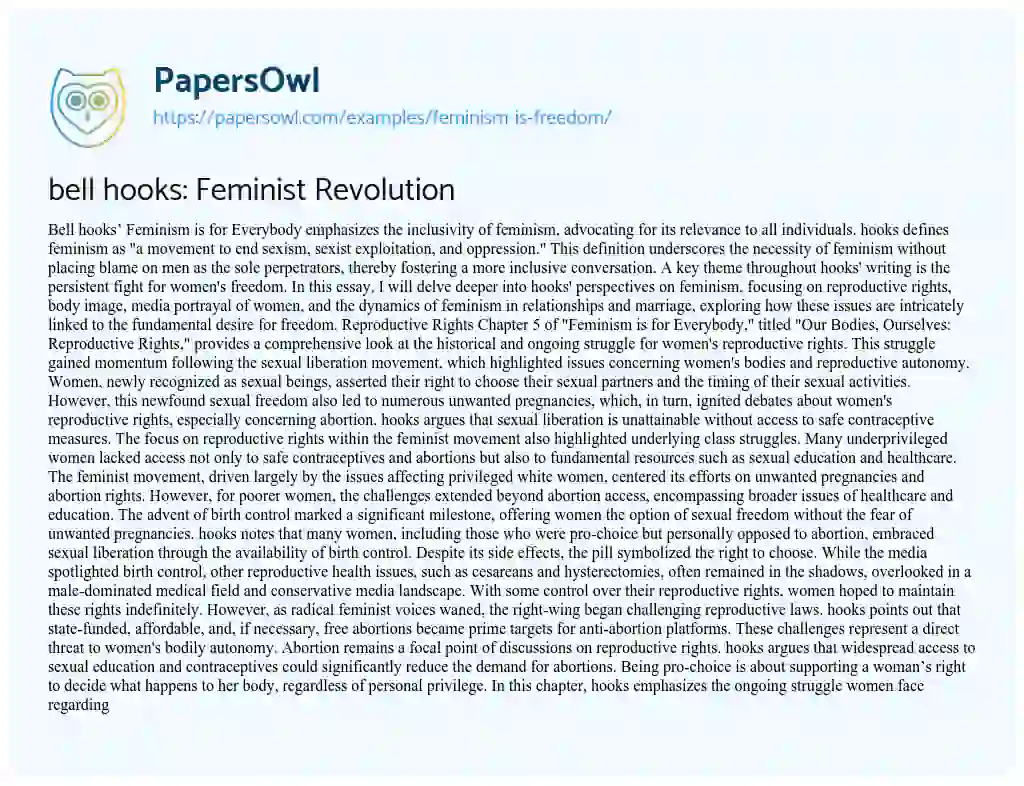 Essay on Feminism is Freedom