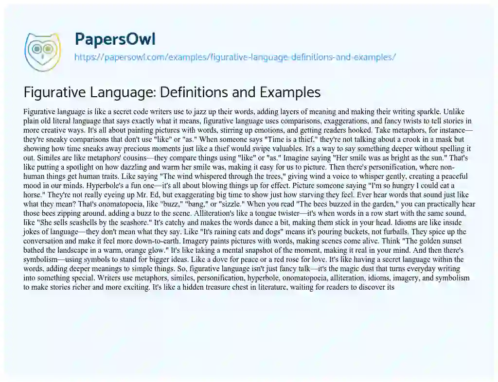 Essay on Figurative Language: Definitions and Examples