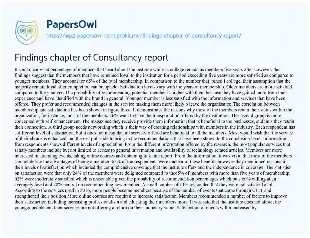 Essay on Findings Chapter of Consultancy Report