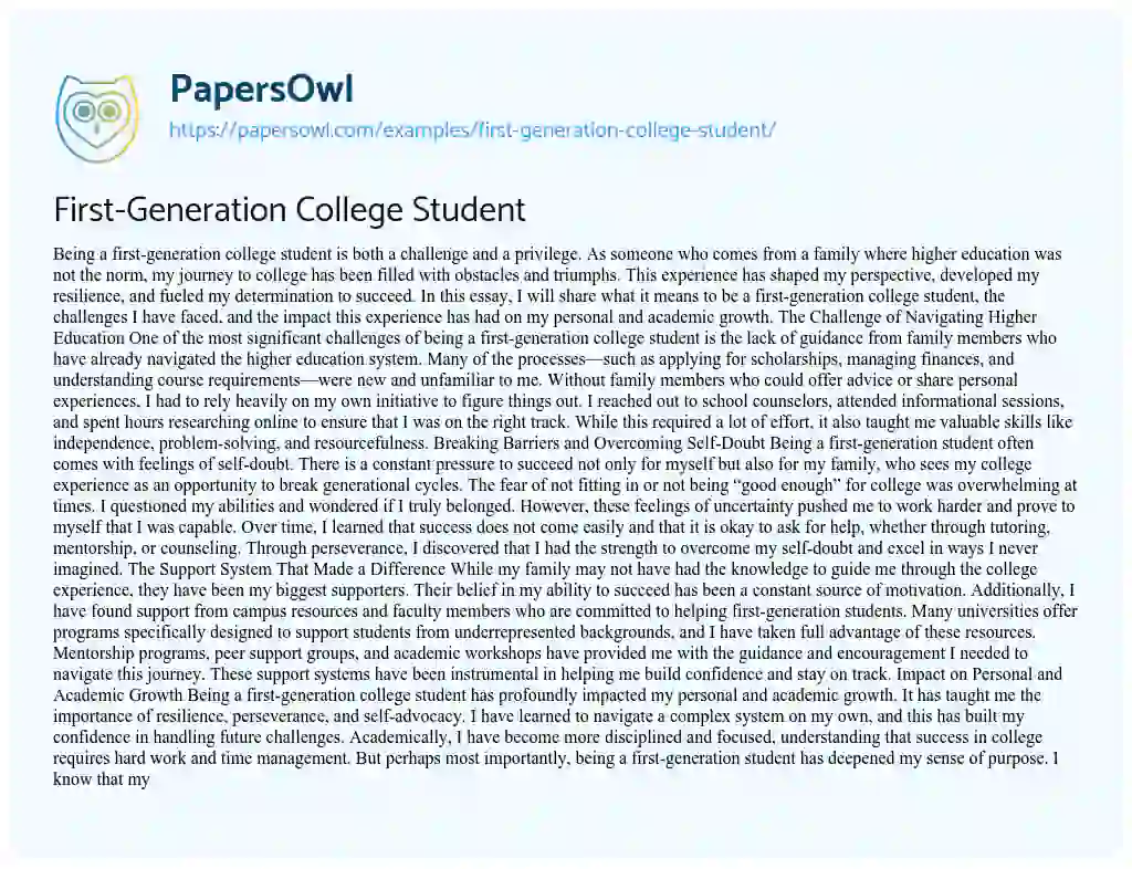 Essay on First-Generation College Student