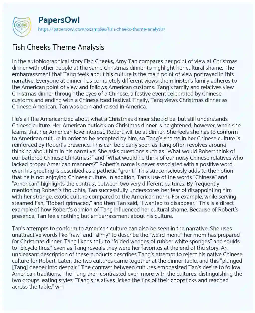 Fish Cheeks Theme Analysis essay