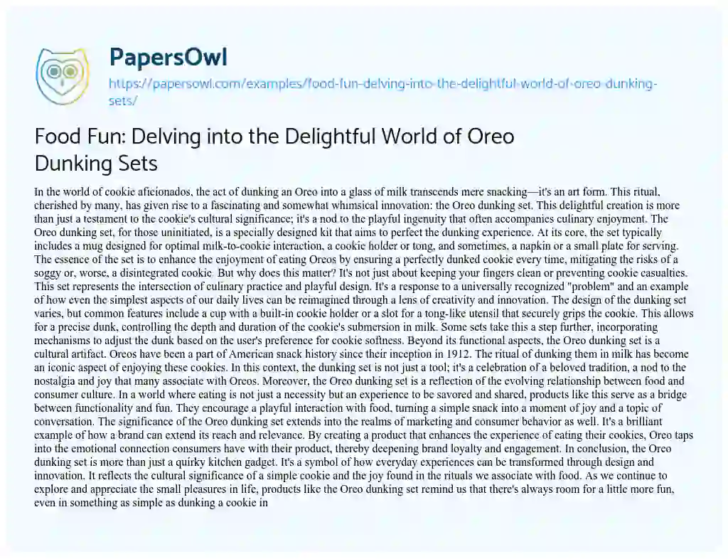 Essay on Food Fun: Delving into the Delightful World of Oreo Dunking Sets