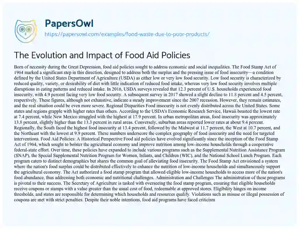 food loss and waste essay