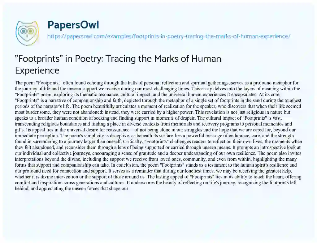 Essay on “Footprints” in Poetry: Tracing the Marks of Human Experience