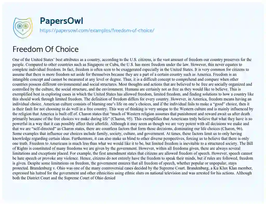 essay on freedom of choice