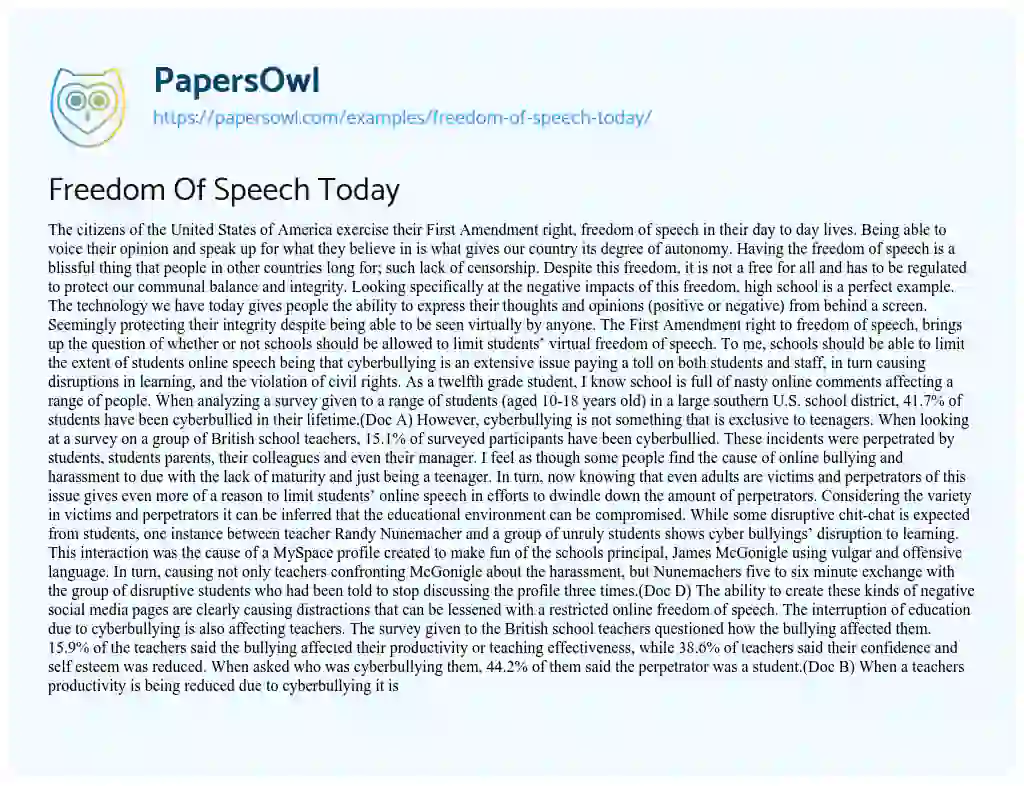 freedom of speech online essay