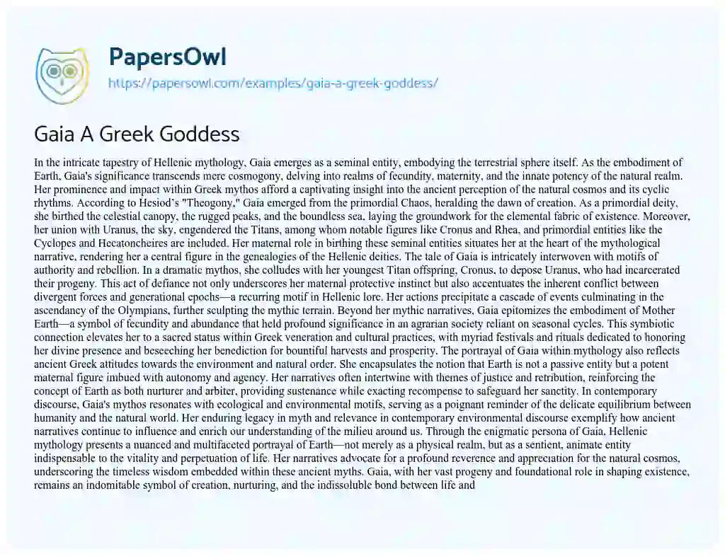 Essay on Gaia a Greek Goddess