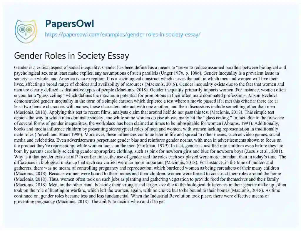 good titles for gender roles essay