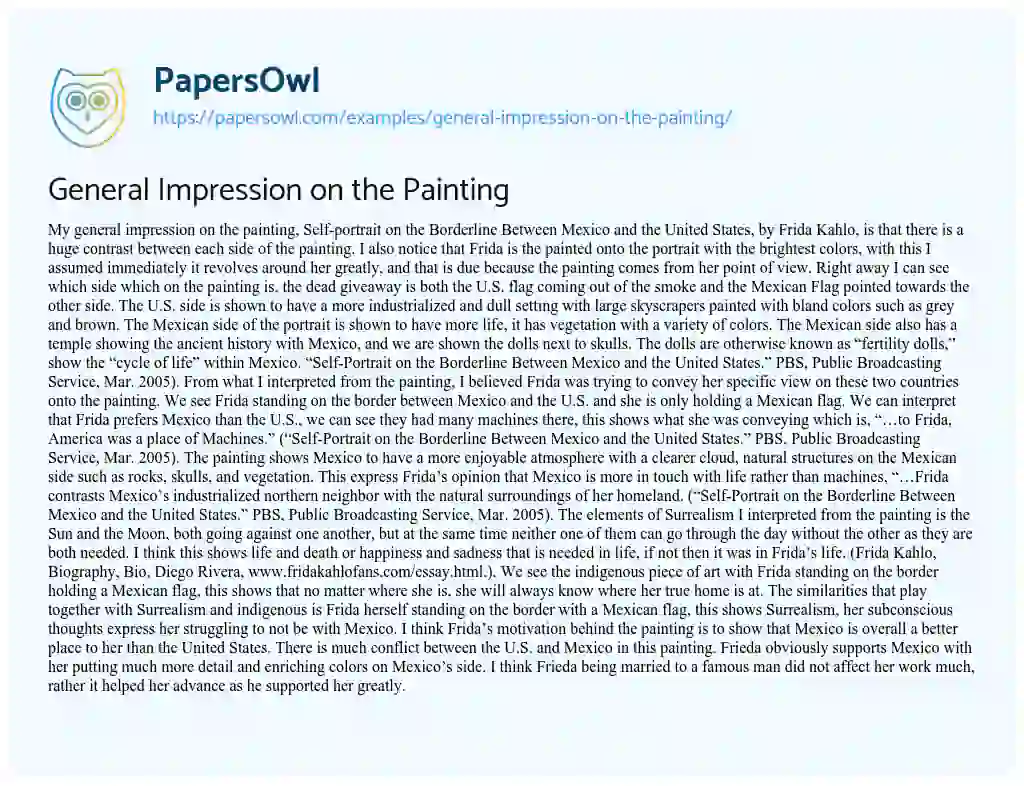 Essay on General Impression on the Painting
