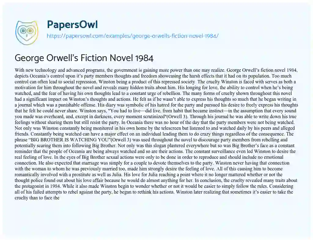 1984 novel essay