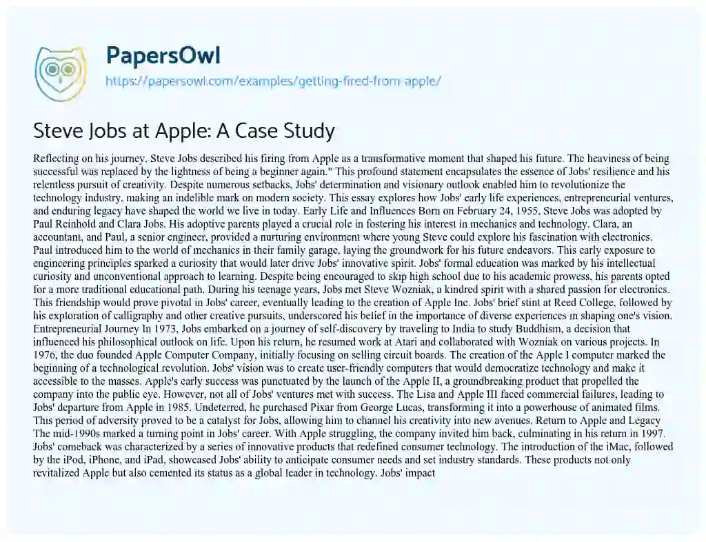 Essay on Getting Fired from Apple