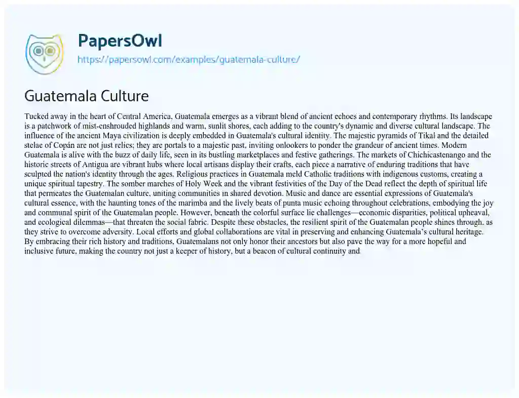 Essay on Guatemala Culture