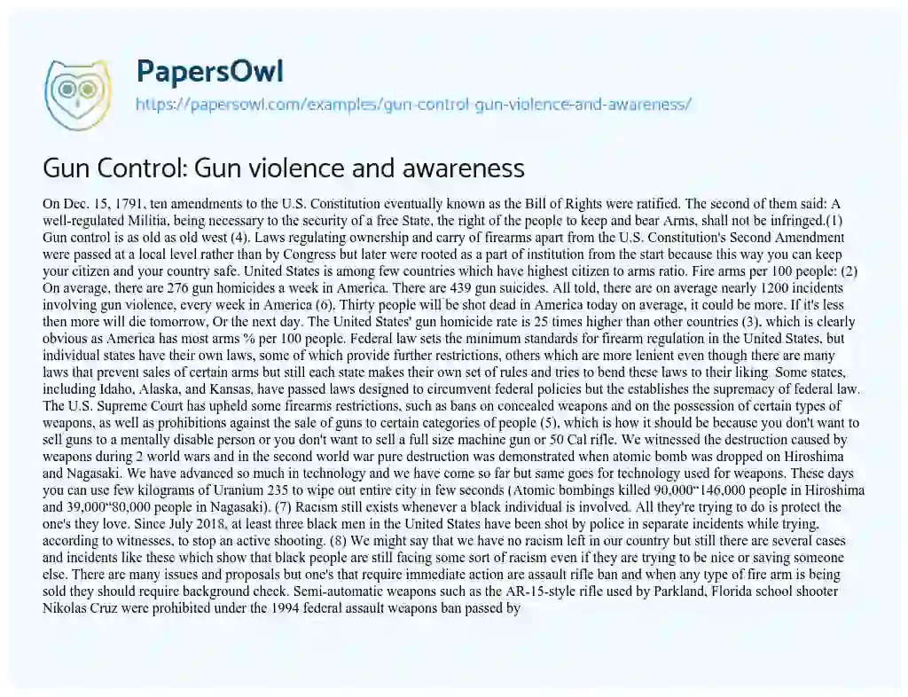 gun violence problem solution essay