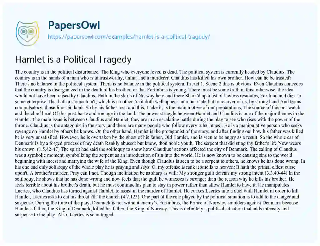 the tragedy paper chapter summary