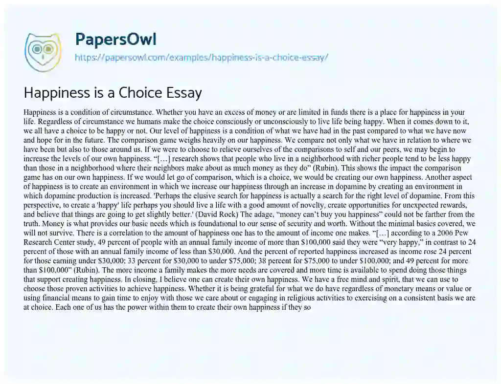 essay about happiness is a choice