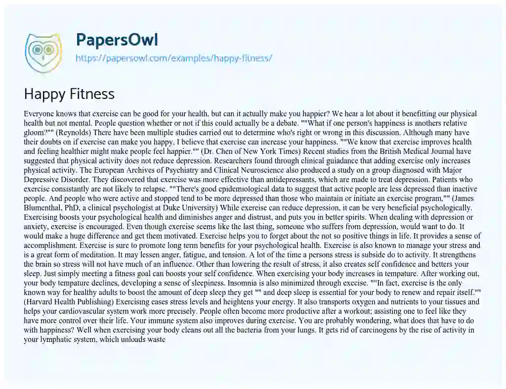 Happy Fitness essay