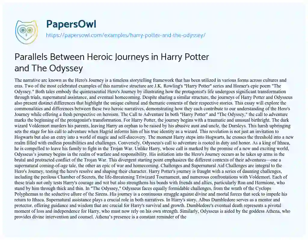 Essay on “Harry Potter and the Odyssey”