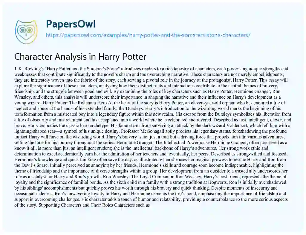 harry potter conclusion essay