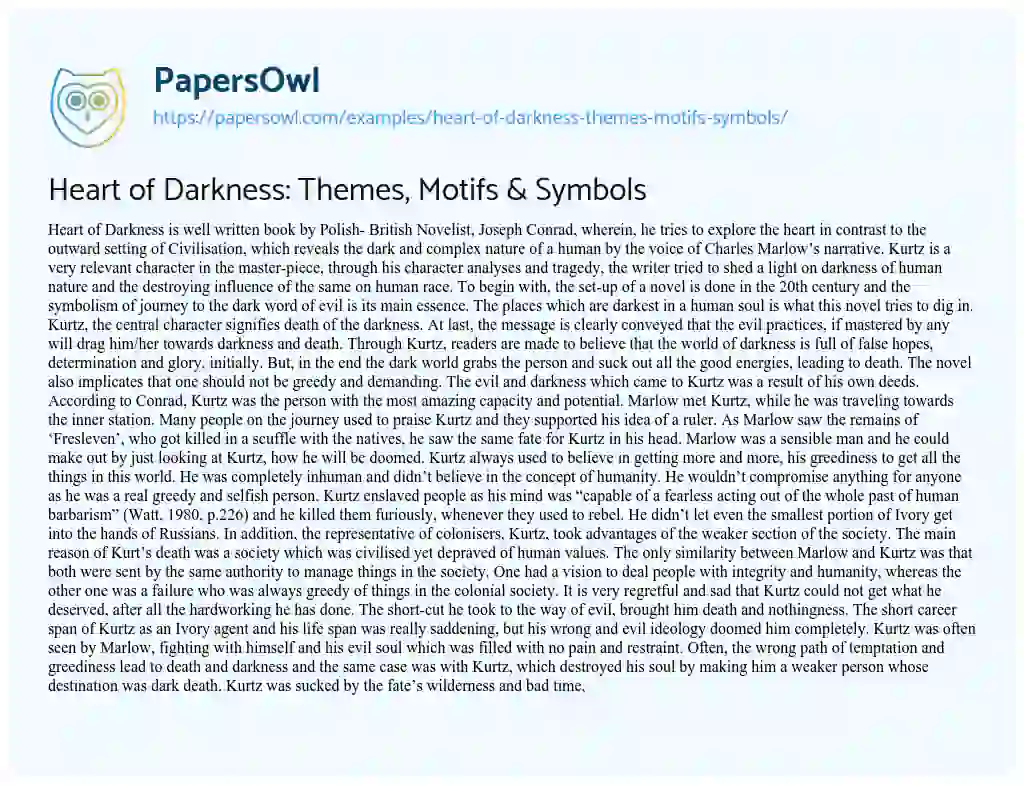 essay heart of darkness themes