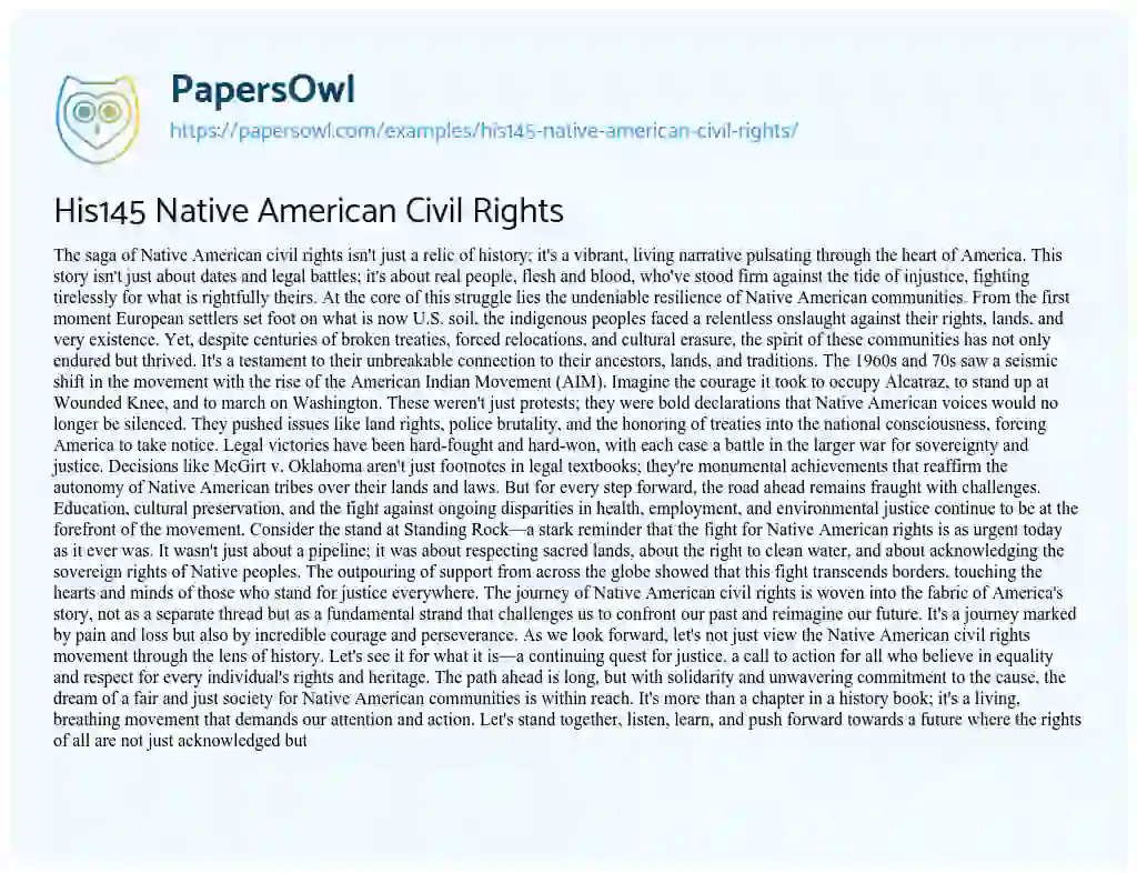 Essay on His145 Native American Civil Rights