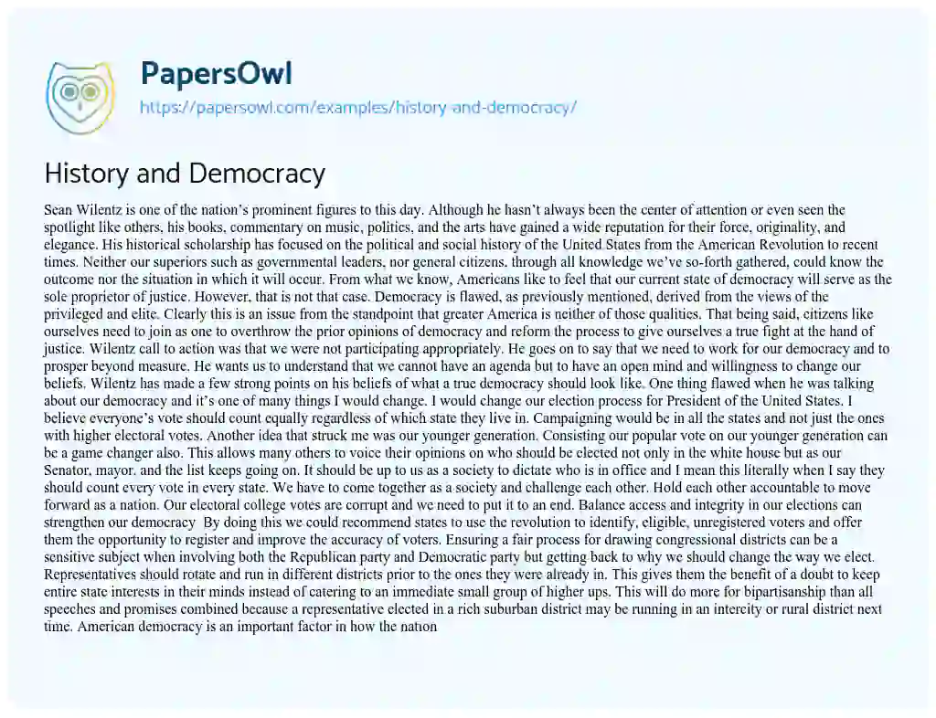 Essay on History and Democracy