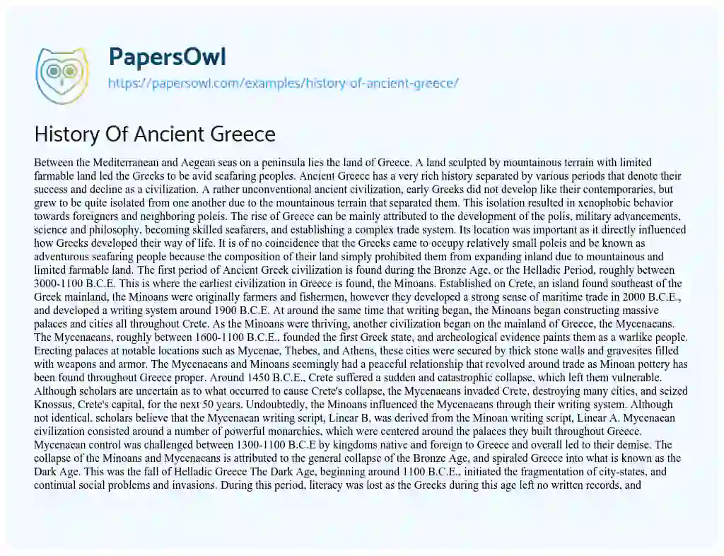 History of Ancient Greece essay