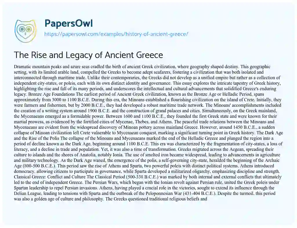 greek essay topics