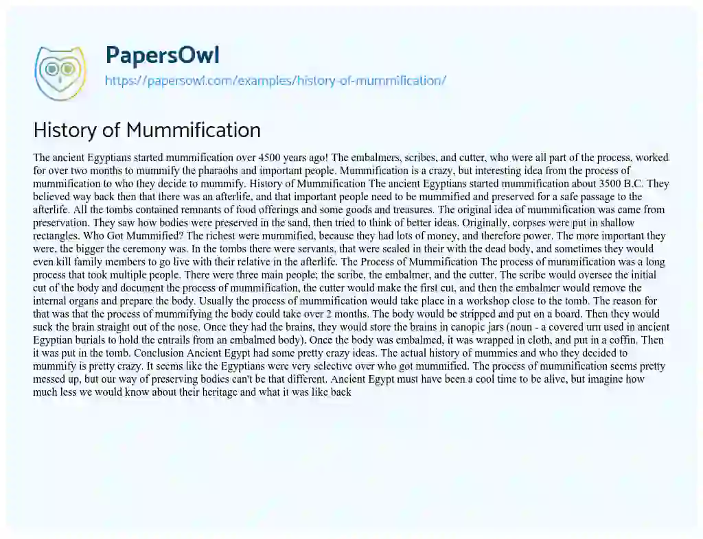 History of Mummification essay