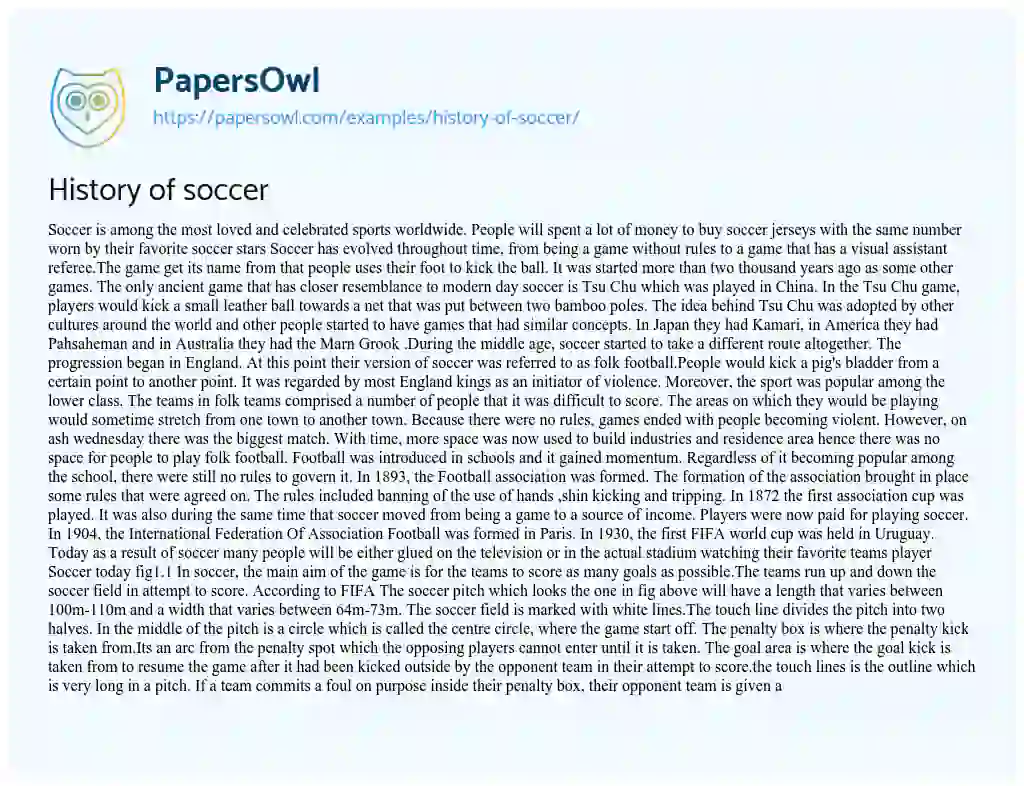 History of Soccer essay