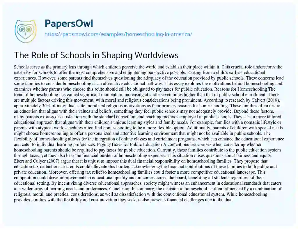 homeschooling short essay