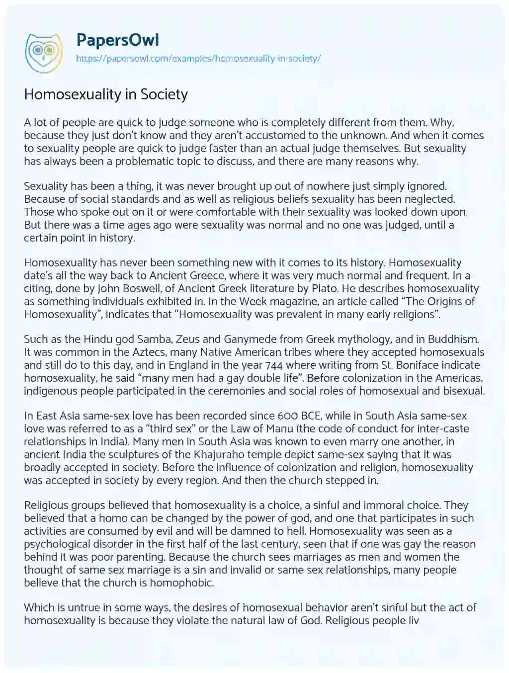 homosexuality essay brainly