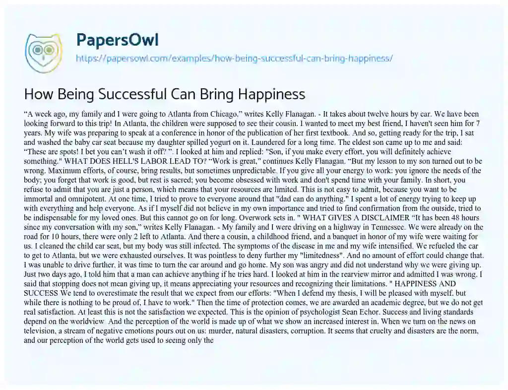Essay on How being Successful Can Bring Happiness