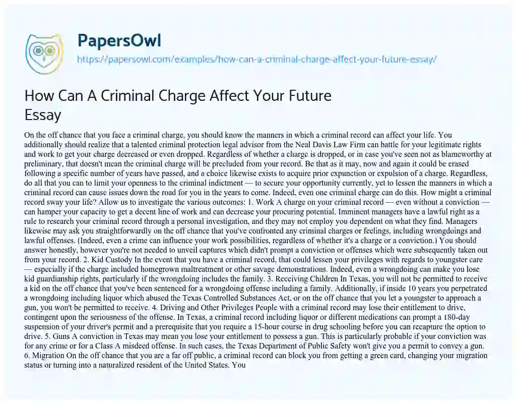 Essay on How Can a Criminal Charge Affect your Future Essay