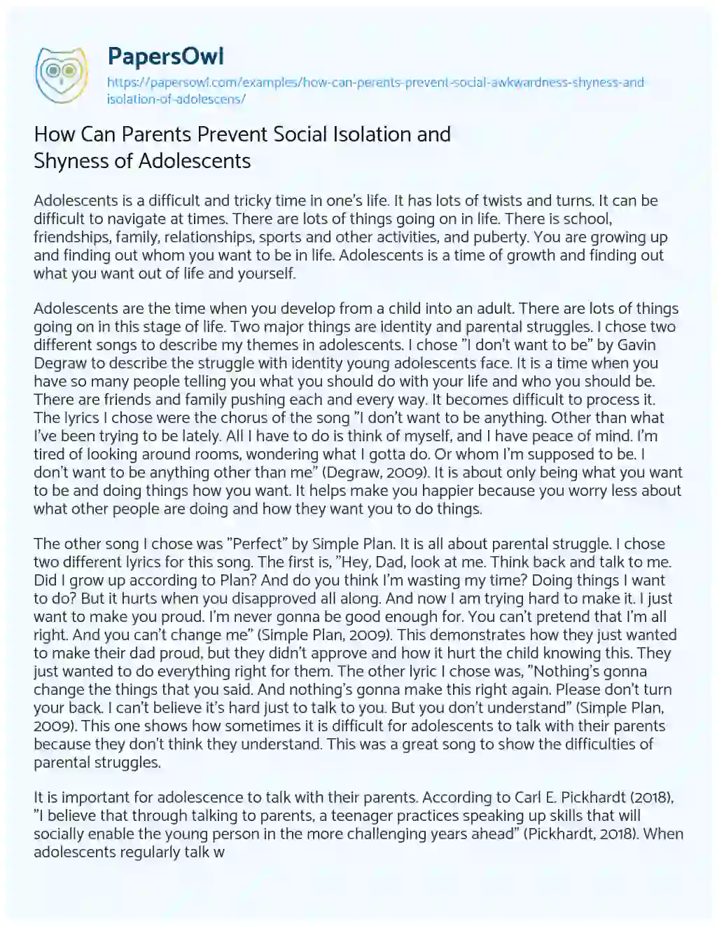 Essay on How Can Parents Prevent Social Isolation and Shyness of Adolescents