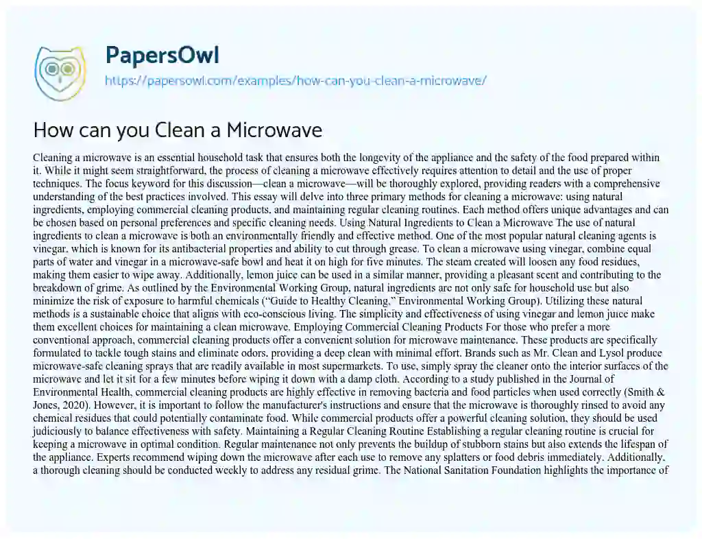 Essay on How can you Clean a Microwave